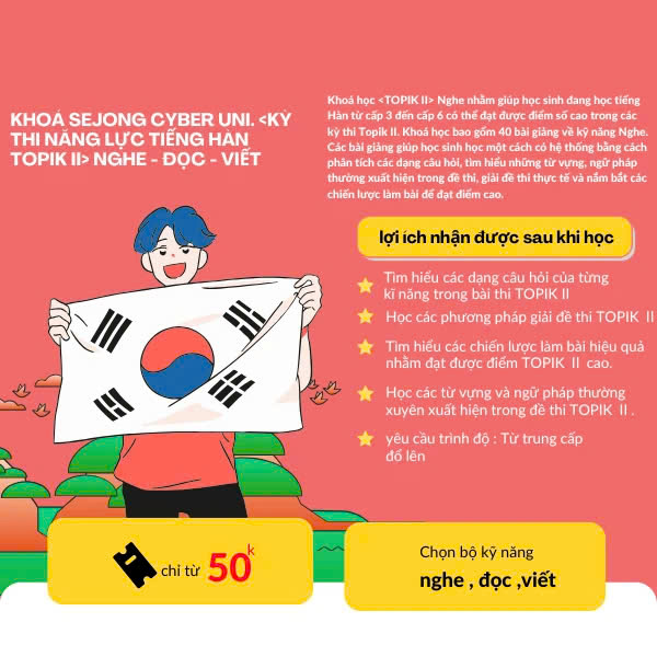 Sejong Cyber University - Kỳ Thi Năng Lực Tiếng Hàn Topik II - Nghe + Đọc + Viết