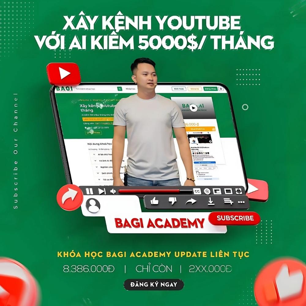 Khóa Học Xây Kênh Youtube Với AI: Hướng Dẫn Tạo Thu Nhập 5000$ Tháng